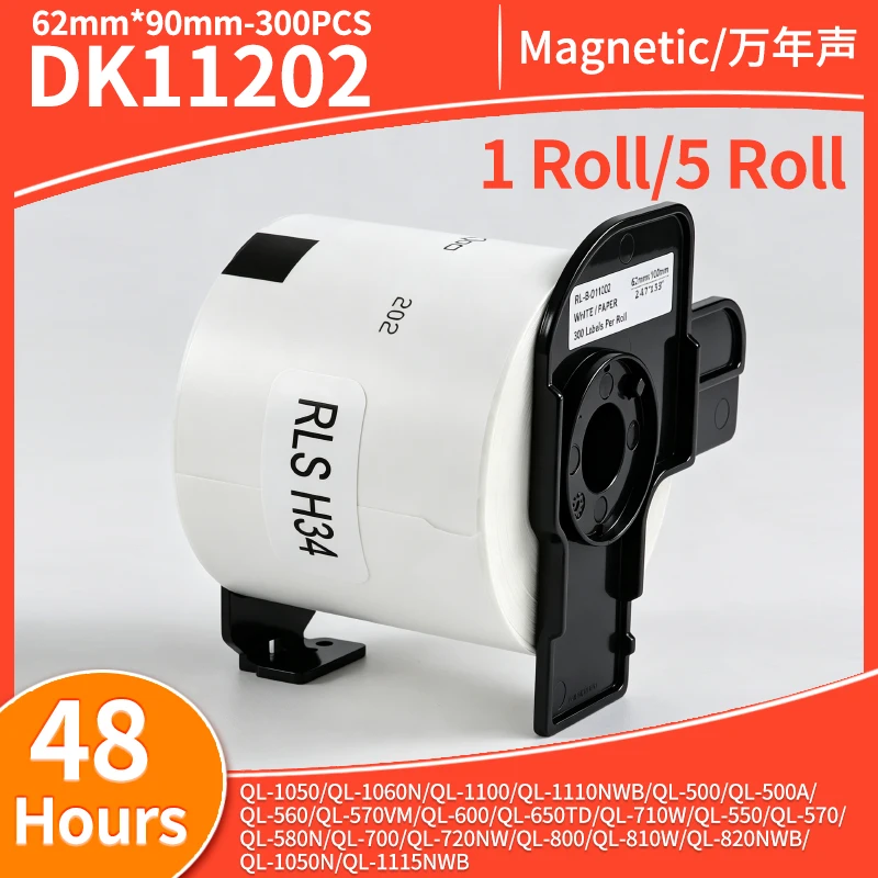1-5 Roll DK11202 Thermal Label 62mm*100mm*300pc Die Cut Labels DK-11202 Compatible for Brother QL-1050/QL-1060N/QL-1100 Printer