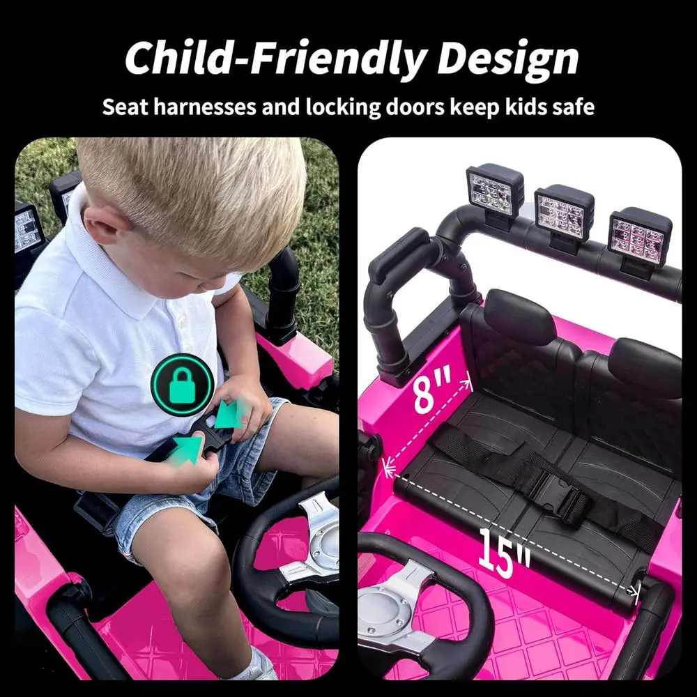 24V Kids Ride on Toy, Kids Electric Vehicles Car Ride on Car Truck for Toddlers 3-5 with Remote Control, 2x200W Motor - Pink