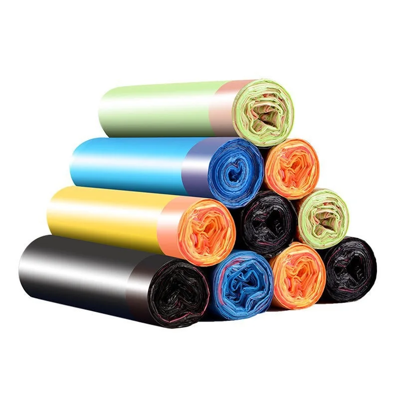 Household Color Garbage Bag Thickened Draw Rope Portable Automatic Closure Disposable Kitchen Plastic Bag