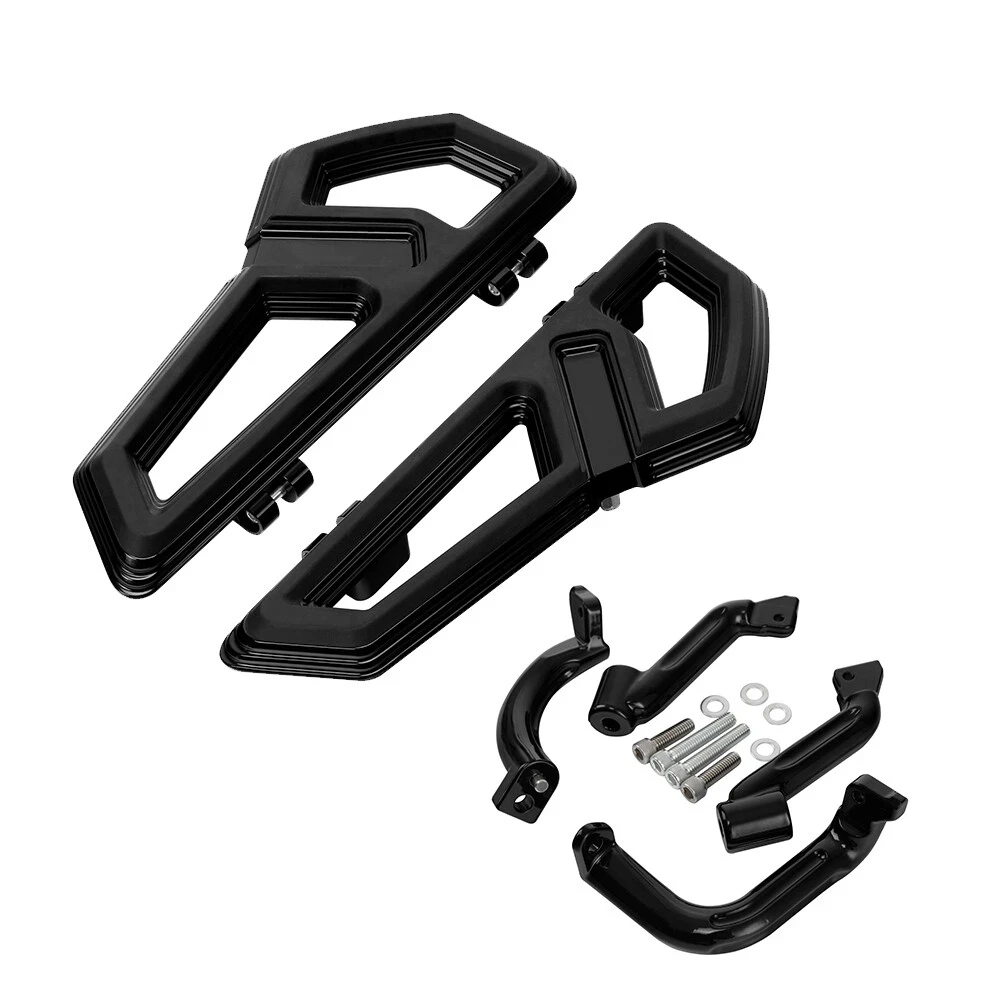 Black Driver Floorboard Footboard Bracket Mount Fit For Harley Road Glide 17-Up