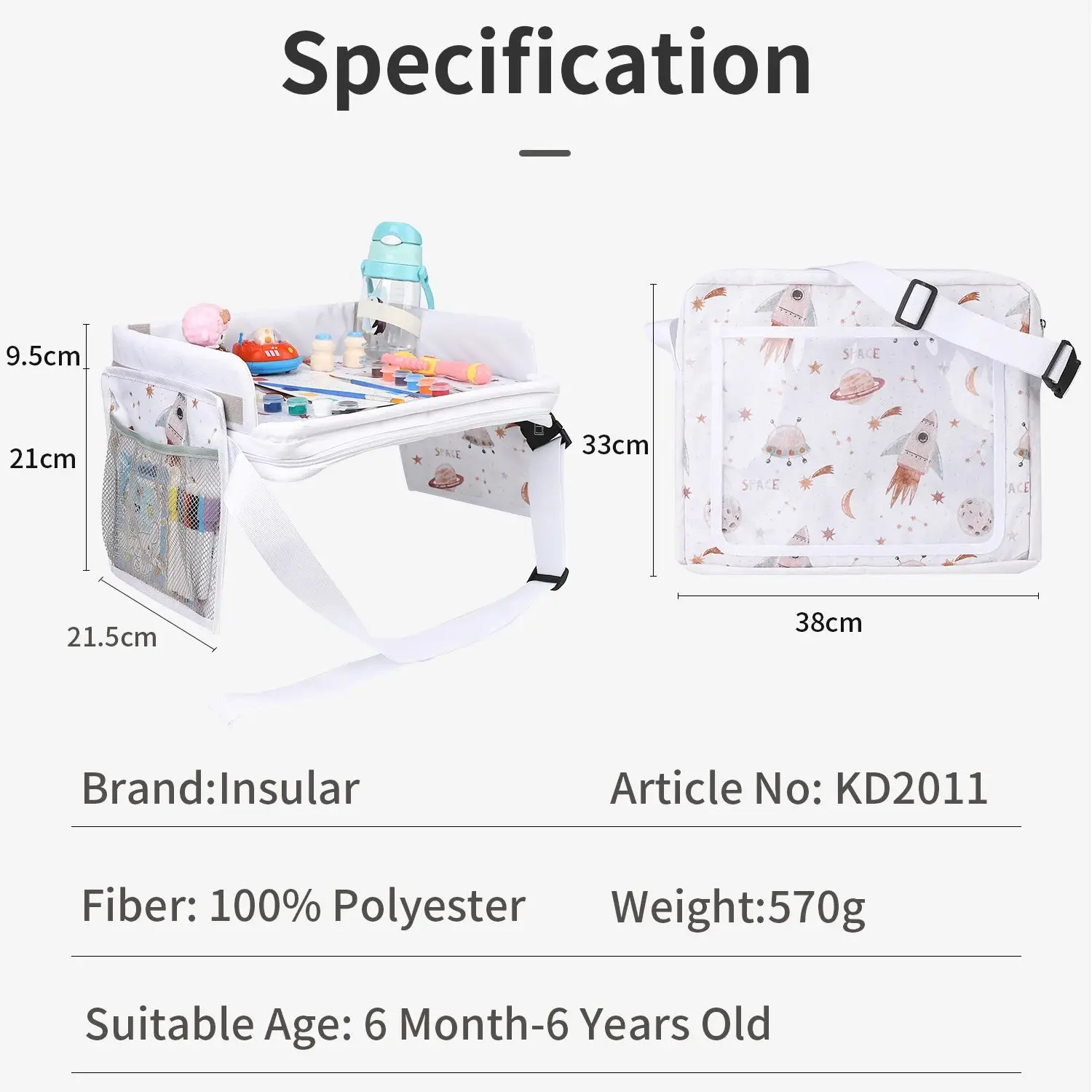 INSULAR – planche à dessin pour enfants, plateau de siège de voiture Portable, planche d'écriture, plateau de voyage pour enfants, sac de rangement de jouets, sac fixe pour tablette et ordinateur