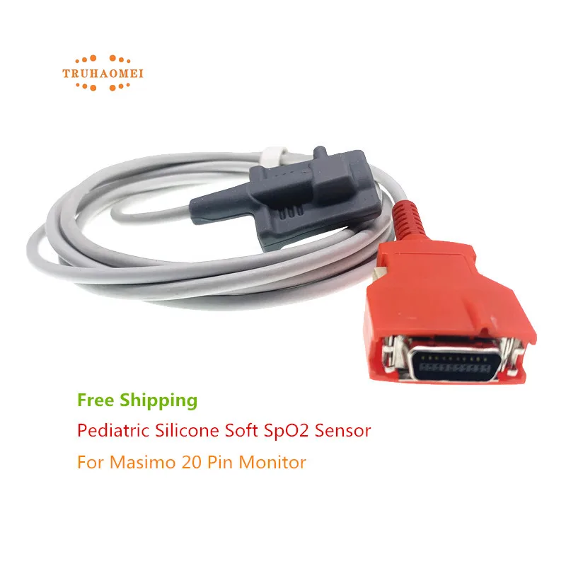 Red 20 Pin SpO2 Sensor For Rainbow RAD5 RAD6 RAD7 RAD8 Adult Pediatric Neonates Size SAO2 Probe