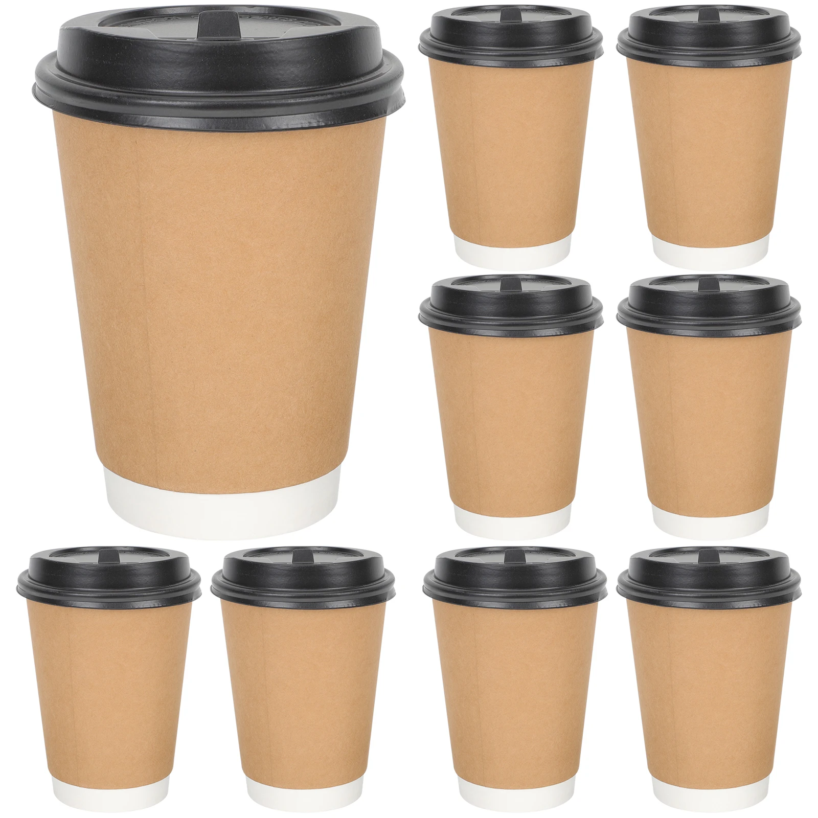 

50 Pcs Cup Double Layer Paper Cups Disposable Hot Portable Paper Cups Beverage Insulated Scald Thick Juice Milk Tea