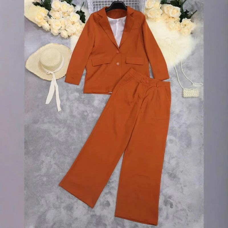 Elegant Women's Set Jacket Blazer Casual Wide Leg Pants Two-piece Outfits Fashion Trousers Set Office Business Suit Autumn 2025