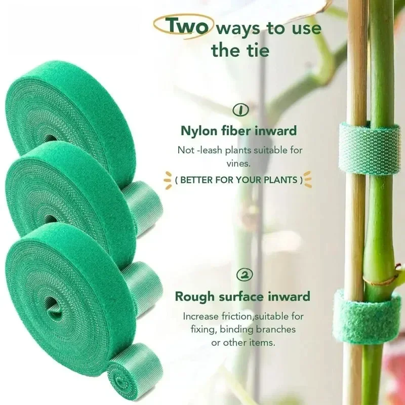 Nylon Plant Bandage Tie Reusable Plant Hook Loop Ties Green Fastener Tape Bamboo Cane Wrap Support Home Garden Accessories 5M