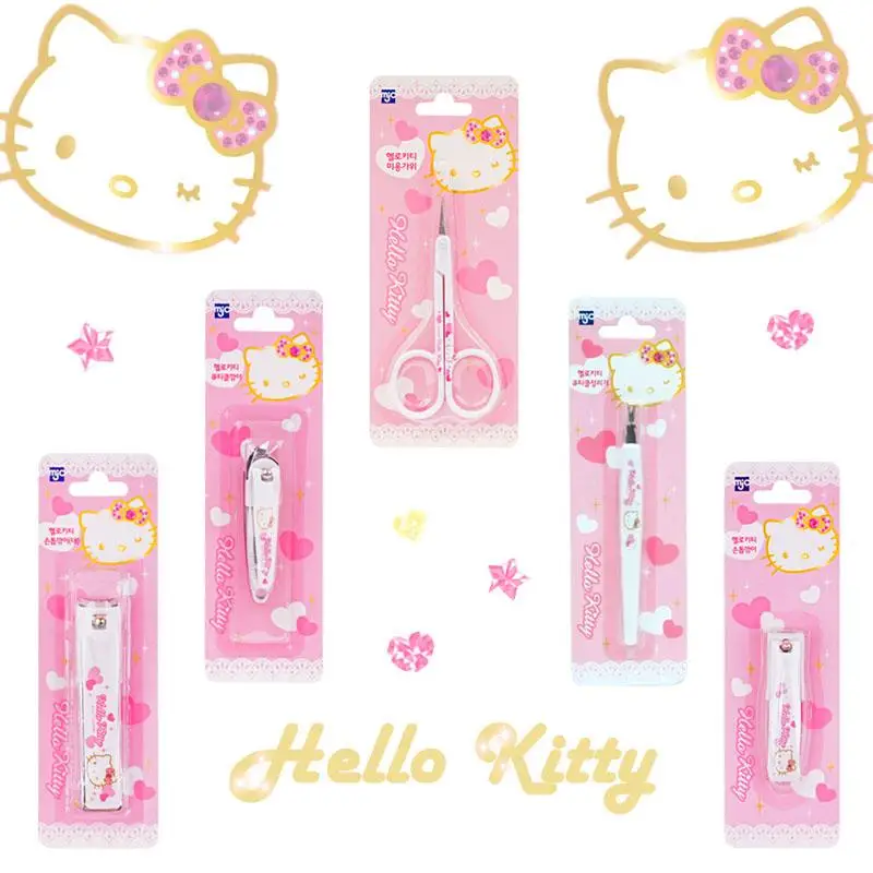 

Кусачки для ногтей Kawaii Hello Kitty аниме Sanrio анти-брызги Обрезка бровей ножницы для девочек Нержавеющая сталь кусачки для ногтей Ножницы