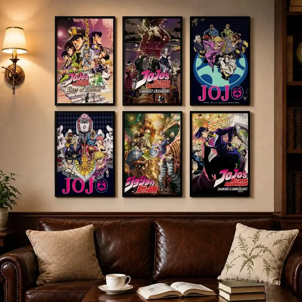 Trending Anime J-JoJo's Bizarre AdventureS Poster Self-adhesive Art Poster Decoracion Painting Wall Art White Kraft Paper Home