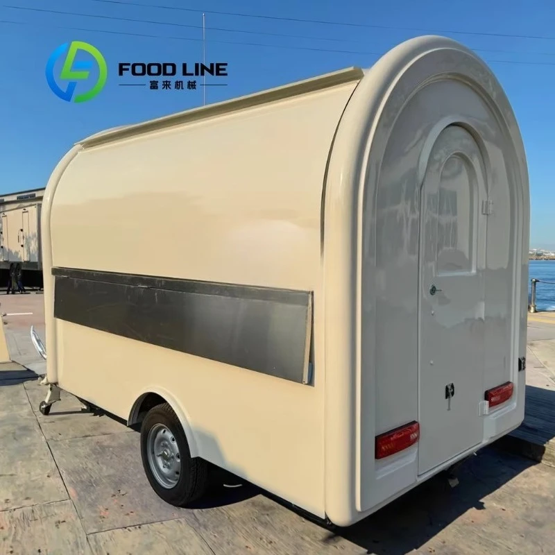 Customized Durable Fiberglass Food Truck for UK & Australia, Mobile Cart for Noodles Snacks Candies Chips Cooking