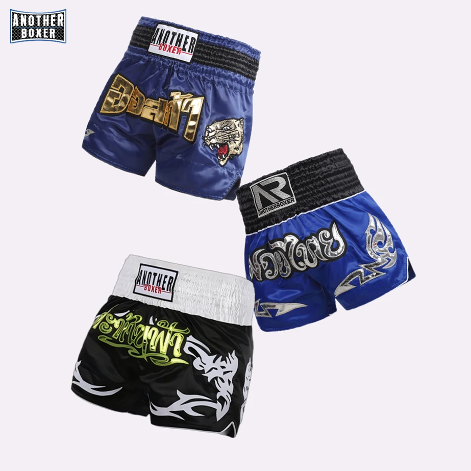 شورت Muay Thai للرجال من ANOTHERBOXER، شورت MMA كيك بوكسينغ سريع الجفاف للنساء والأطفال شورت قتال Thaiboxing الفاخر