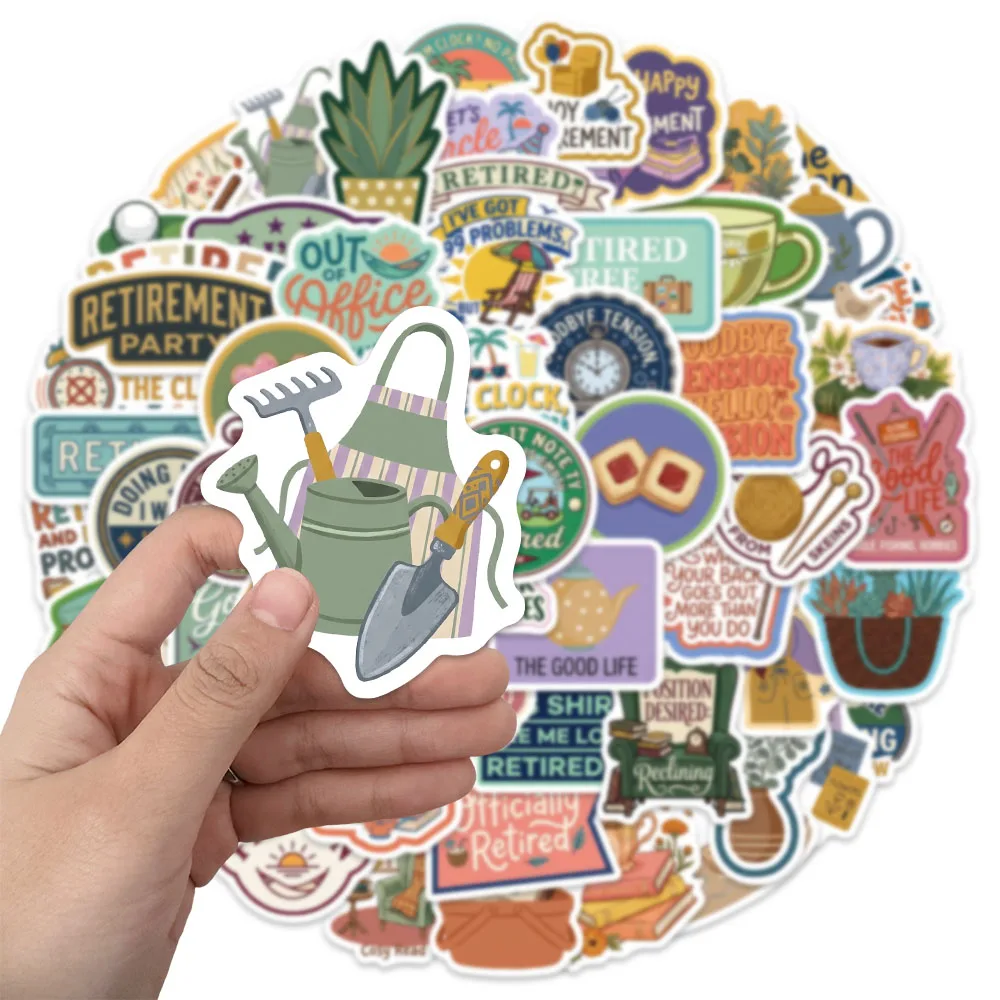 58PCS Fun Retirement 2 Cartoon Stickers DIY Handmade Ledger Phone Case Postcard Water Cup Stickers