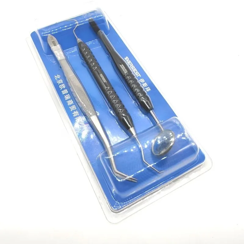 Lab Examination 3-piece Set Aluminum Alloy Mouth Mirror Tooth Probe Forceps Set Not Be Deformed At High Temperature