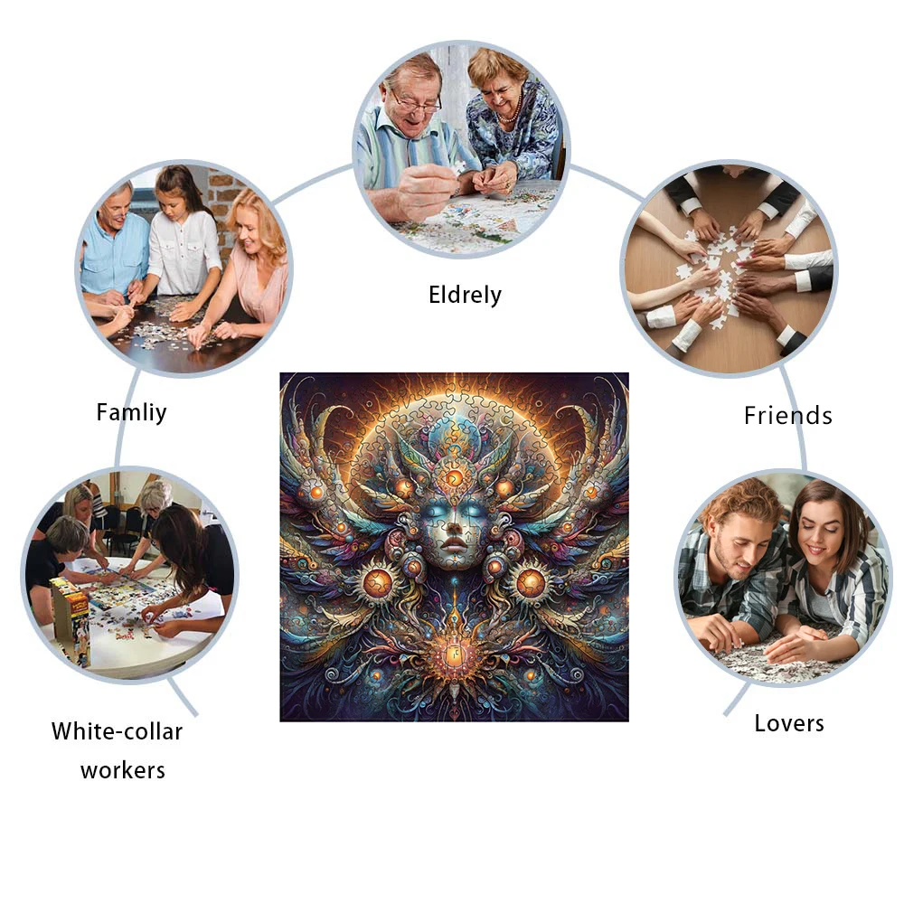 여신 나무 퍼즐, 독특한 모양의 조각, 성인용 나무 직소 퍼즐, 크리스마스 선물, 가족 게임 홈 장식