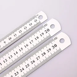 15cm/20cm/30cm Double Side Scale Stainless Steel Straight Ruler Measuring Tool for Students School Stationery Sewing Ruler