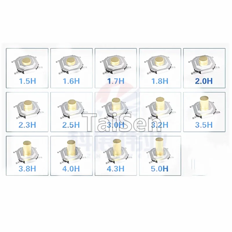50PCS 4×4 Waterproof Tactile Switch SMD 4-Pin Micro Switch 4×4×1.5/1.6/1.7/2/2.5/3H/mm