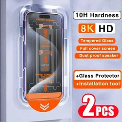 2PCS 8K Dust free Installation Privacy Tempered Glass For iPhone 15 14 13 12 11 Pro Max 14 Plus Xr Xs Max X Screen Protector