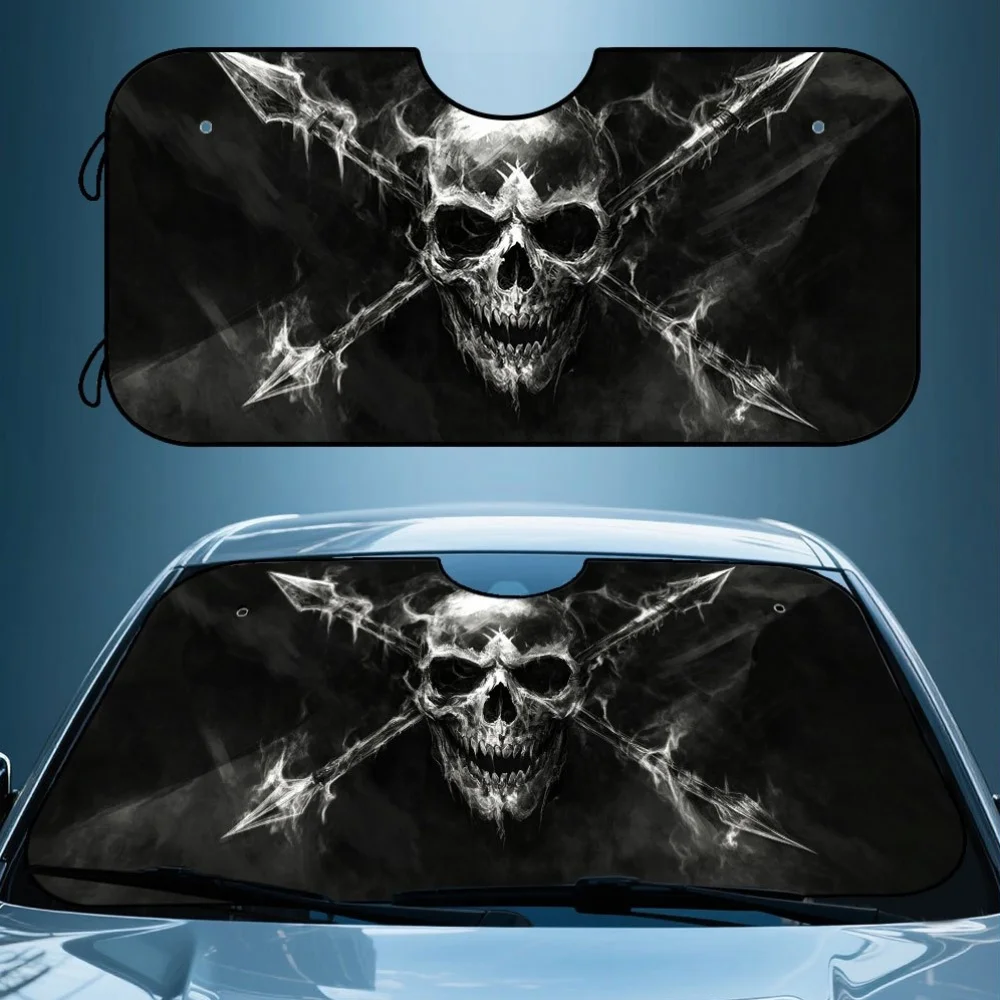 One Piece, Gothic Art Print Featuring A Skull And Crossbones, A Foldable Sun Visor For Your Car, Ideal For Maintaining A Cool In