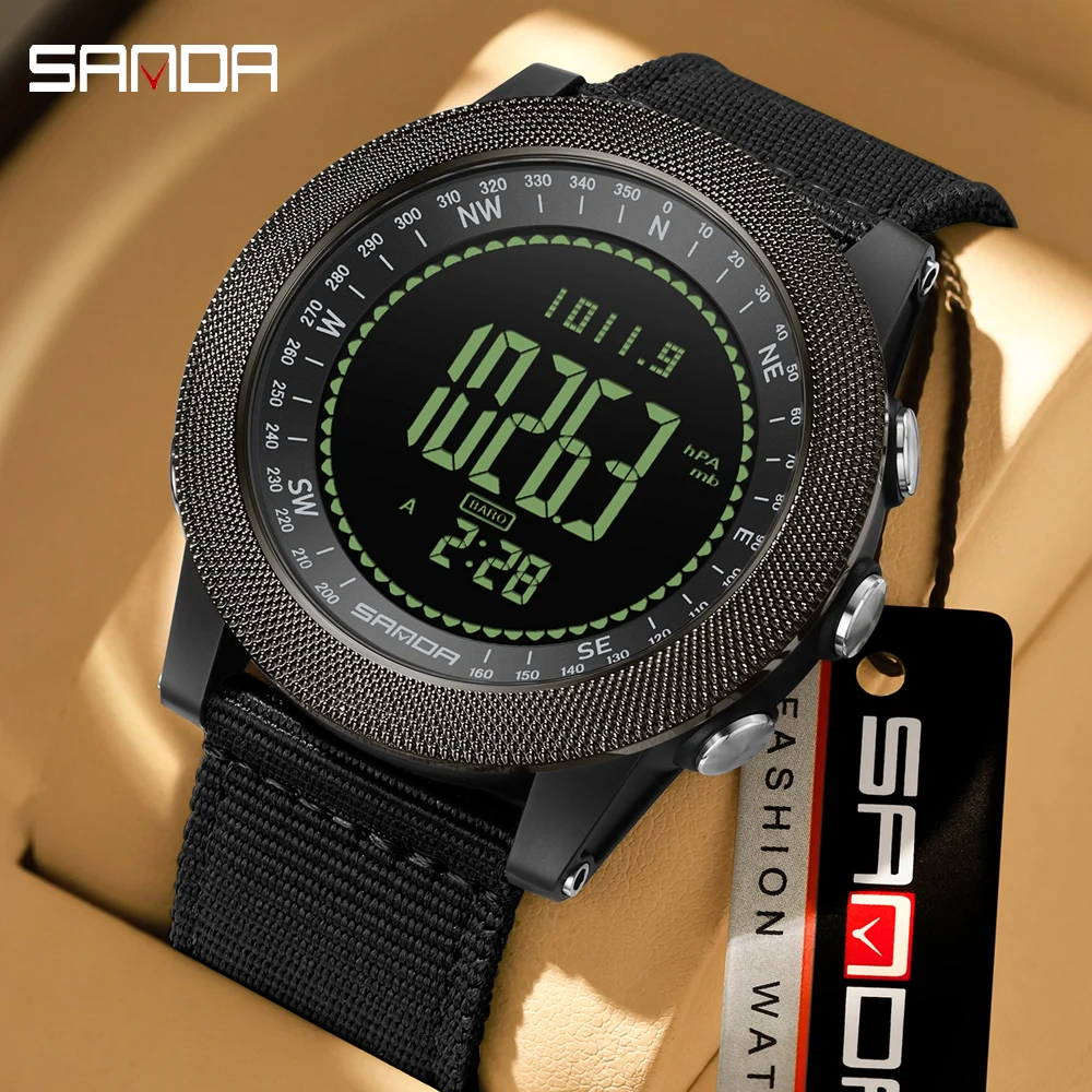 SANDA Durable Men Watch Multifunction Electronic  Luminous Waterproof Alarm Clock Male Countdown Outdoor Sports Wristwatch
