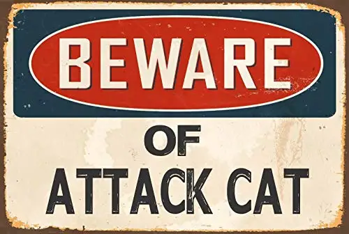 

nobrand Beware of Attack Cat Theme 8x12 Inch Decor Metal Sign Home Decoration Nostalgic Retro Decor Garage Kitchen Metal Tin Sig