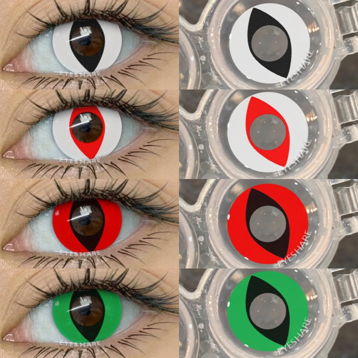 EYESHARE 2 Stück Cosplay farbige Kontaktlinsen Anime Cateye weiße Augenlinsen Halloween rote Make-up-Linse grüne Farbe Augenkontakt