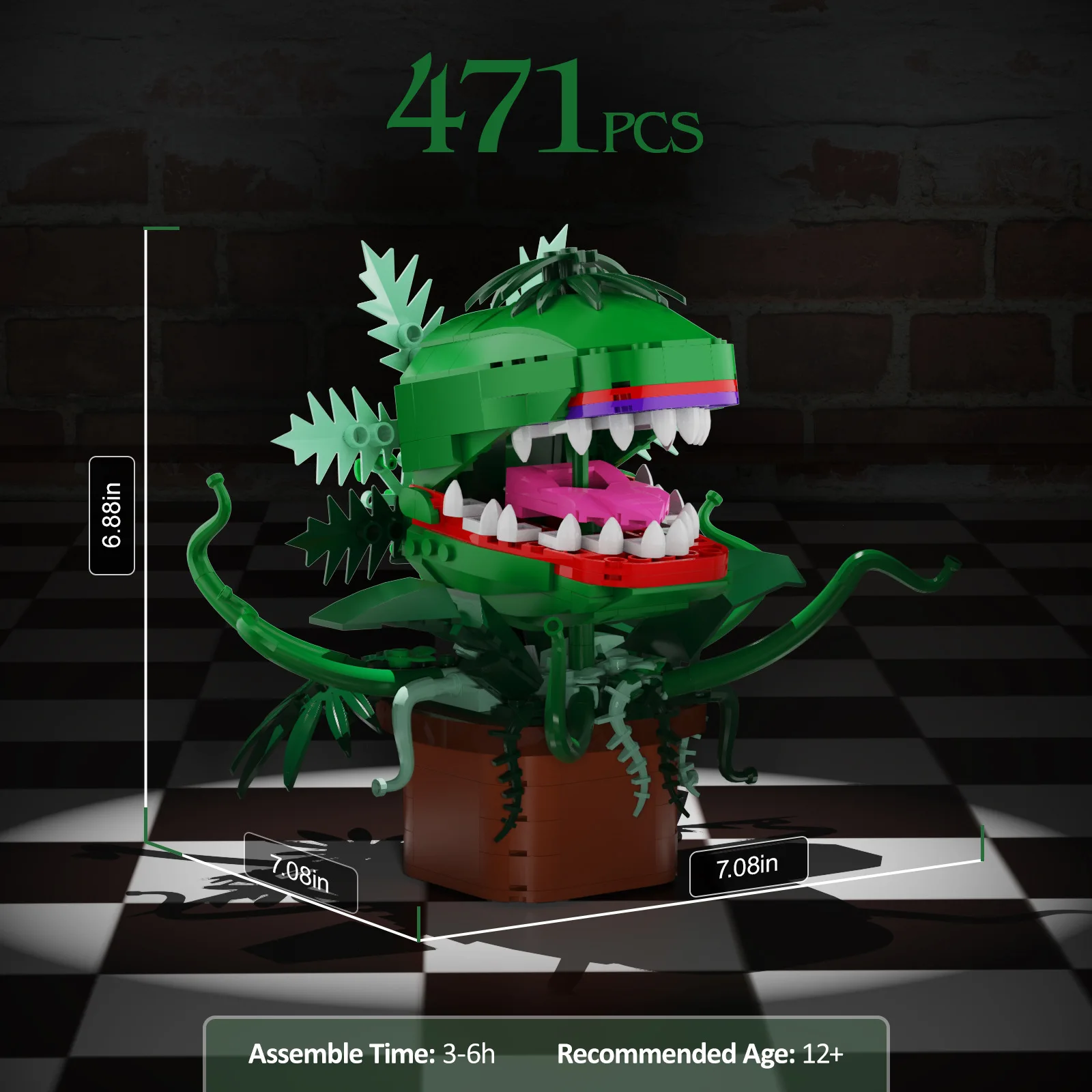 471 قطعة أودري II Chomper زهرة اللبنات رجل الآكل متجر صغير من نباتات الرعب الطوب لعبة مجسمة لمحبي هدايا الأطفال