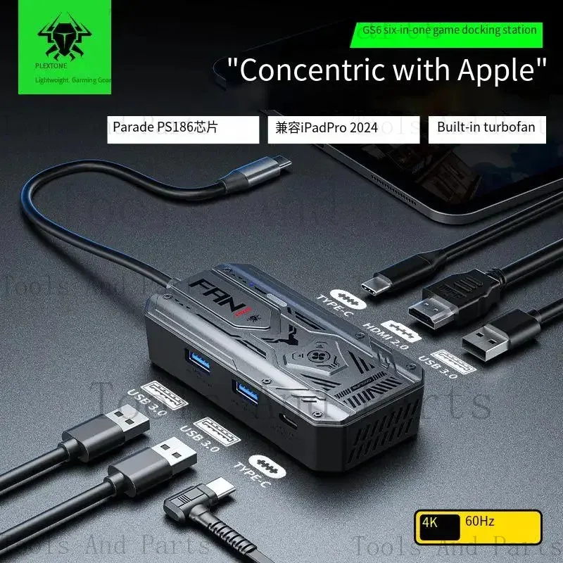 

PLEXTONE PD 100 Вт 6 в 1 C Многопортовый разветвитель USB 3.0 Тип C Адаптер-концентратор Pro Ноутбук В наличии