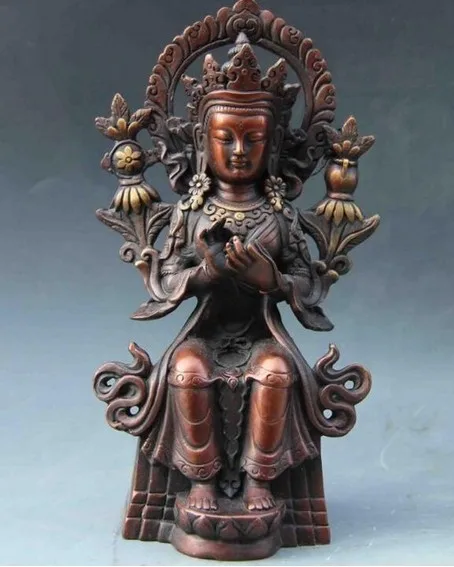 

Tibet Buddhism Temple Red Copper Bronze Maitreya Guan Yin Kwan-yin Boddhisattva