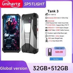 Unihertz Tank 3 by 8849 Rugged Smartphone 32GB 512GB 23800mAh 120W Charger Dimensity 8200 5G Cell Phone 200MP 120Hz Mobile Phone