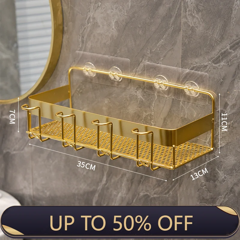 Gold Toothbrush Storage Rack, Bathroom Wall Mounted Toothbrush Mouth Cup Storage Rack, Bathroom Accessories Bathroom Shelves