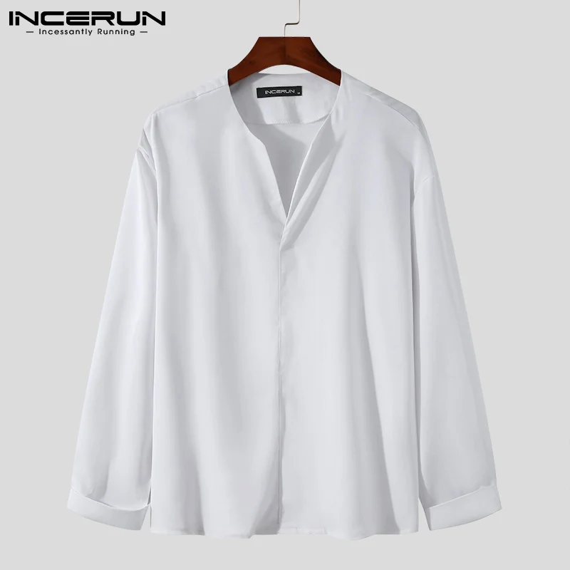 INCERUN Tops 2024 Casual Men\'s Spring Blouse Handsome Male Thin long-sleeved Shirts Loose Hot Sale Fashion Stylish Blouse S-3XL