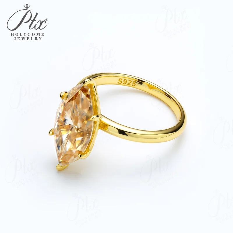 4ct Marquise-Schliff Ring Moissanit Champagnerfarben 925 Sterling Silber Hochzeit Ewige und Romantische Liebesband Holycome Schmuck – Detail 2