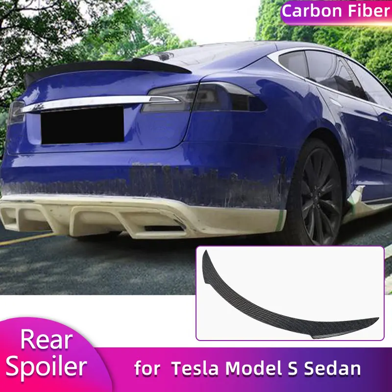 Carbon Fiber Rear Trunk Spoiler Wings for Tesla Model S Sedan 4-Door 2012-2024 Car Racing Rear Spoiler Boot Lip Wing Lip