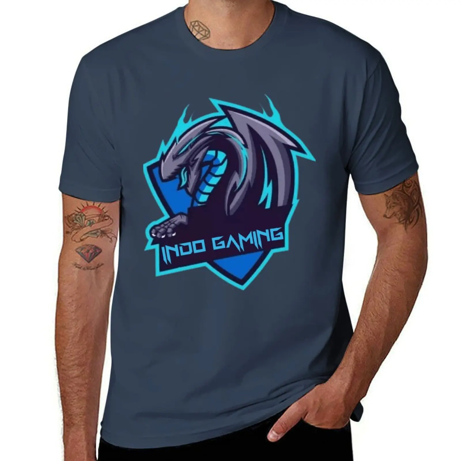 

GAMING blue INDO T-Shirt Durable Work Wear T-Shirt