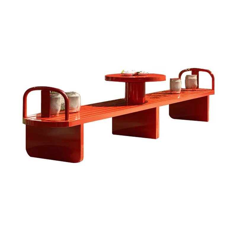 LH outdoor park rest bench wrought iron coffee shop simple table and chair integration