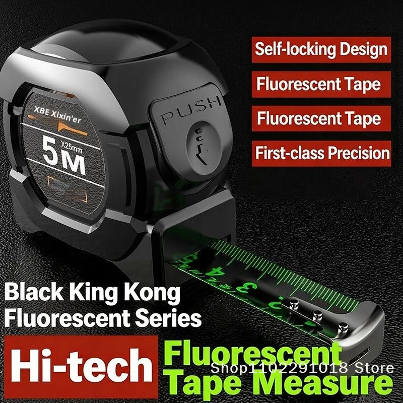 practicalFluorescent 7.5M Steel Tape Measure Self Locking High Wear-resistant for Accurate Building Engineering Measuring