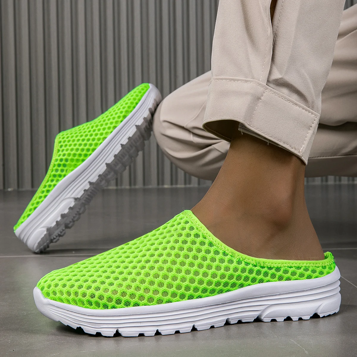 Men Women Lazy Slippers Slides Indoor Outdoor Sandals Men Breathable Non-slip Home Half Slippers Men Casual Shoes Big Size 47 image 4