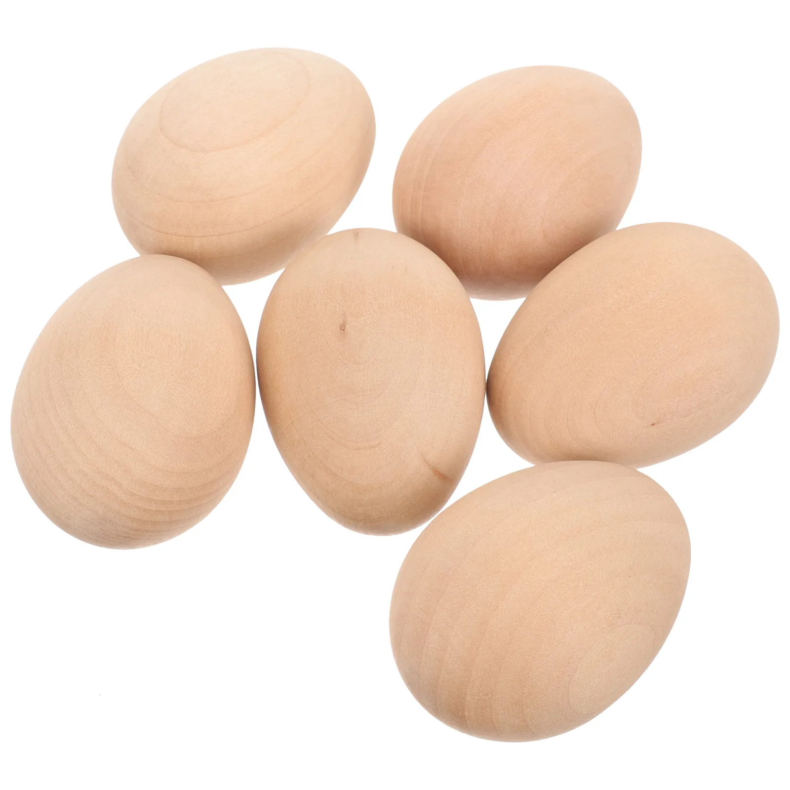 6Pcs 시뮬레이션 계란 장식 공예품을위한 나무 계란 도색되지 않은 나무 계란 DIY 부활절 장식 홈 가든 레이아웃 장식 용품