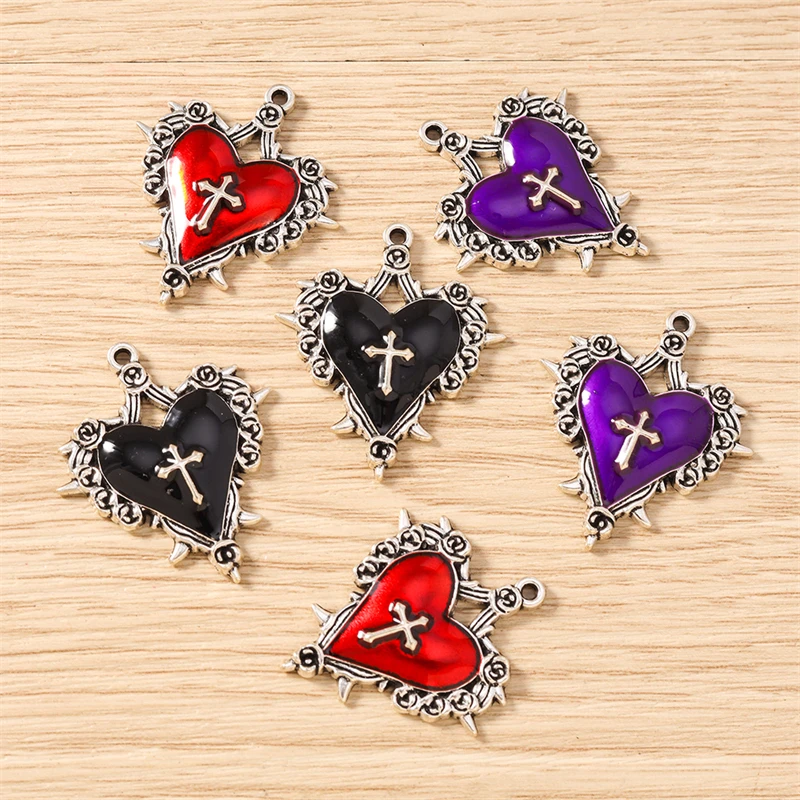 10 Stück 30 x 34 mm niedliche Emaille-Metall-Liebes-Herz-Charms-Anhänger für Halsketten, Ohrringe, Armbänder, DIY-Handwerk, Schmuckherstellung, Zubehör – Detail 4