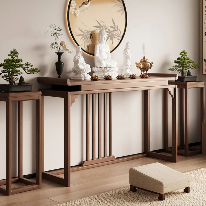 New Chinese-style solid wood offering table, incense table, household shrine offering table, shrine, simple Zen Buddha statue