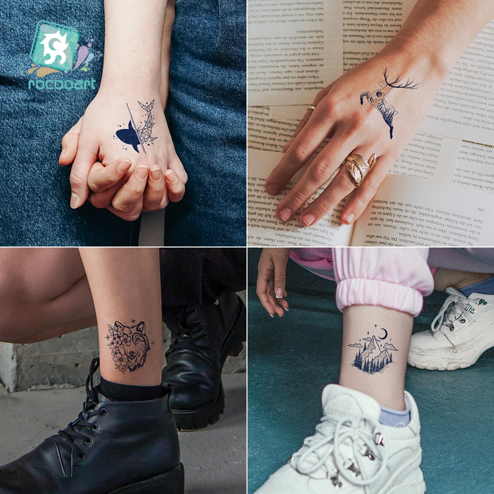 

30pcs Semi Permanent Cartoon Herbal Tattoo Stickers For Women's Waterproof Disposable Water Transfer Printing Stickers