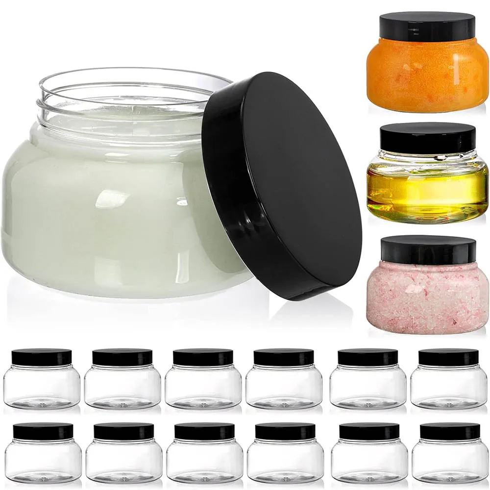 8Oz Plastic Jars with Lids,Clear Body Scrub Containers Empty Refillable Containers Samples Jars for Makeup,Body Butter,Creams