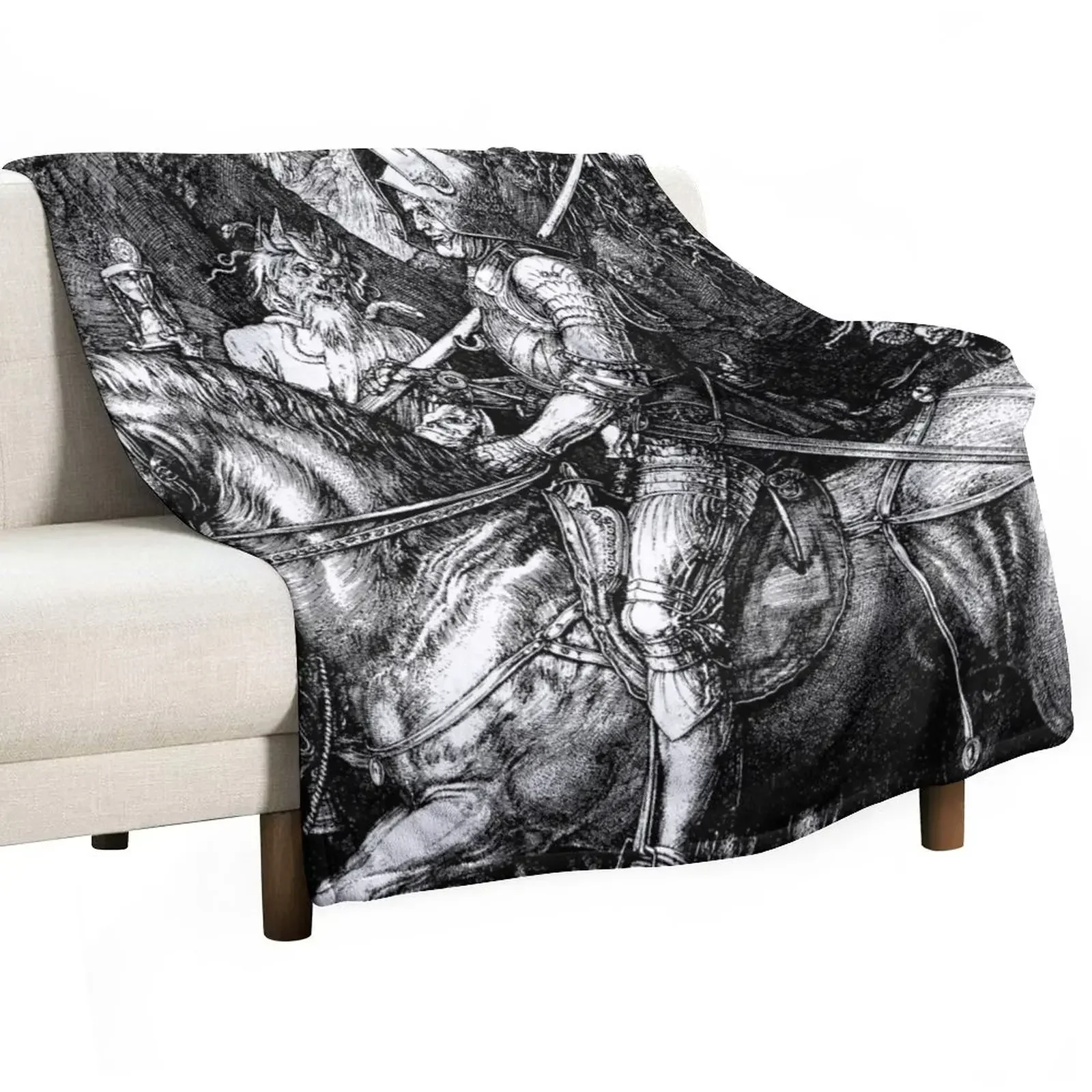 Knight, Death and the Devil - Albrecht Durer Throw Blanket Luxury Flannel Fabric Bed linens Custom Blankets