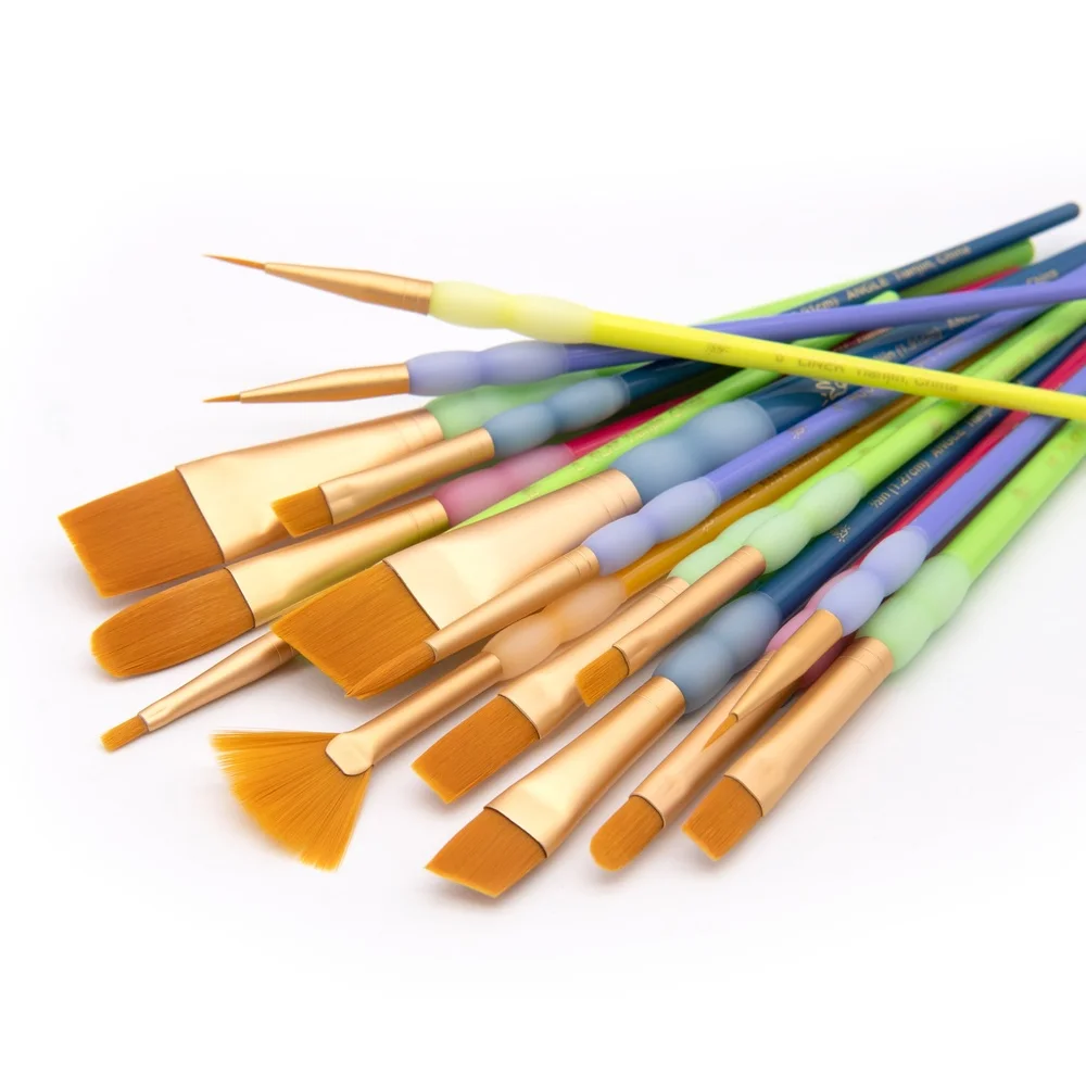 15 Buah Set Kuas Multiwarna Seniman Perajin Penghobi Mudah Dibersihkan Pegangan Ergonomis Alat Lukis Serbaguna Semua Tingkat Keterampilan