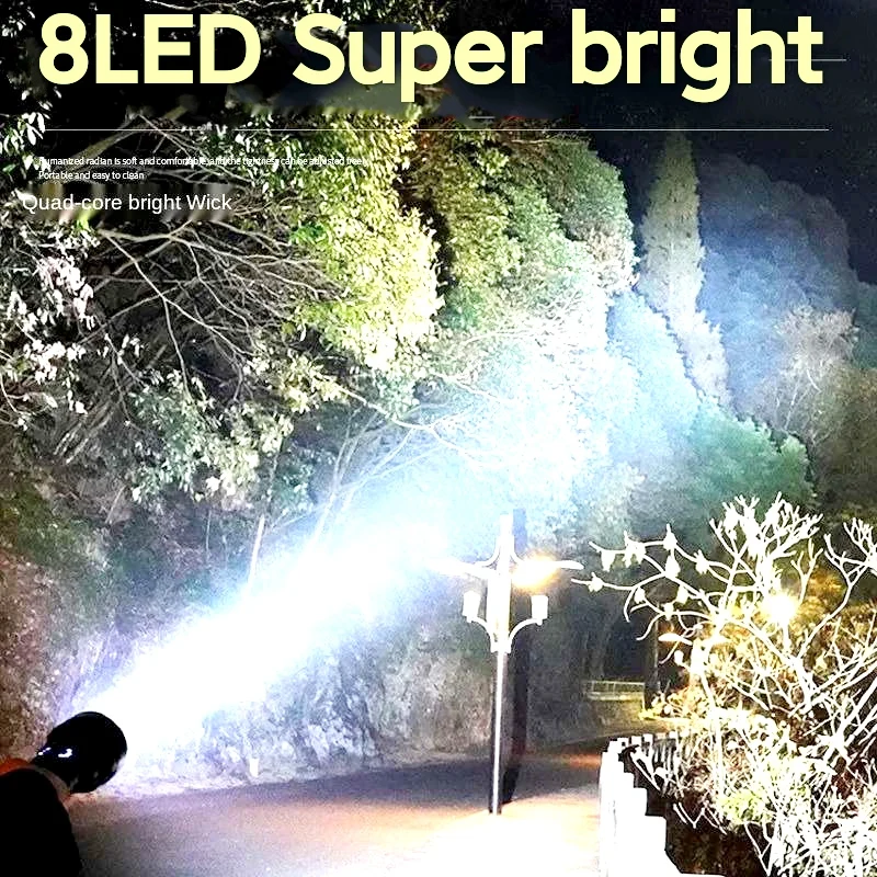 8LED High Power Led Flashlights Strong Light Flashlight With COB Side Light Rechargeable Camping Torch Multifunction Hand Lamp