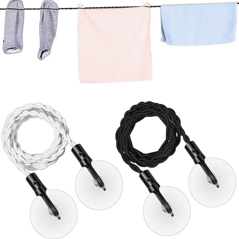 

2Pcs Portable Retractable Clothesline With Hooks And Suckers For Travel Clothesline Camping Accessories