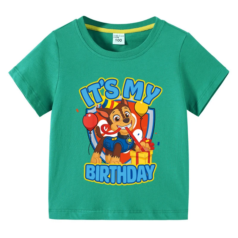 Paw Patrol Children T-shirt Birthday 3-10 Years Boy Girl Clothing Summer Cartoon Print Tshirt Short Sleeve Cotton Top Baby Tee