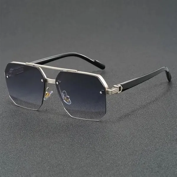 

Polygonal Metal Double Beam Half Frame Sunglasses Unisex Summer Party Vacation UV400 Couple Shades Gift