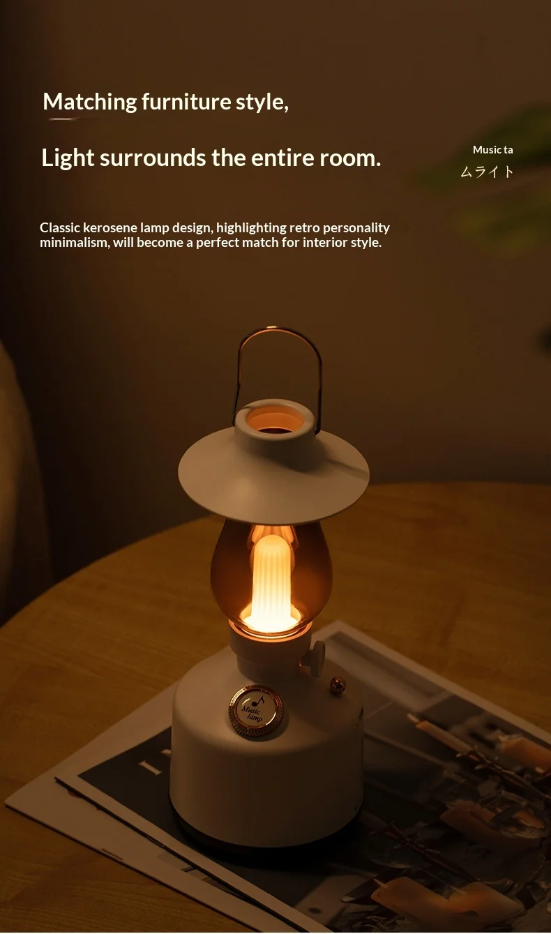 Retro Wireless Amplifier Time Light Audio Valentine's Day Gift Black Technology Bluetooth Speaker Outdoor Camping Portable