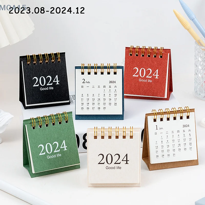 2023/2024 Calendar Delicate Simple Desk Fresh And High-end Mini Desktop Note Coil Calendar For Book Office School Supplies