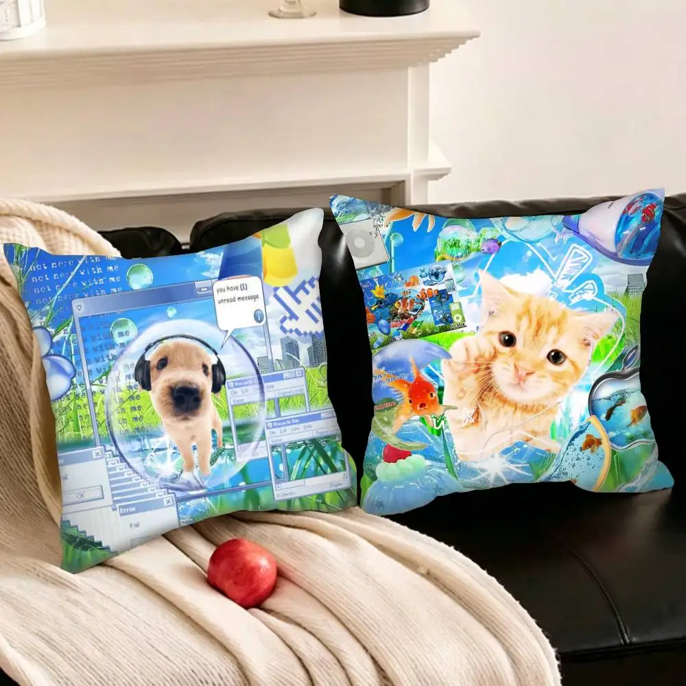 

F-Frutiger Aero Aqua Nostalgia Pillowcase living room sofa cushion cover bedroom room bed pillow cover home decoration