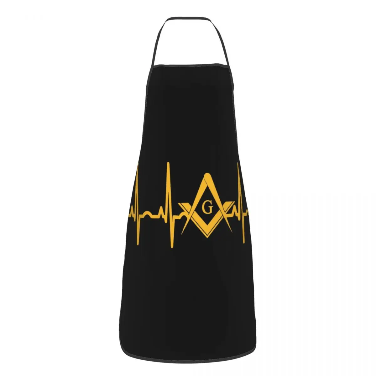 Custom Unisex Heartbeat Freemason Bib Apron Adult Women Men Chef Tablier Cuisine for Cooking Kitchen Masonic Mason Gardening